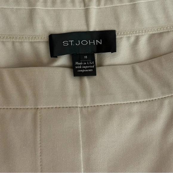 St John Chino Pants Size 16 Side Zip & Button Closure 28” Inseam Pockets Tapered - Picture 7 of 11